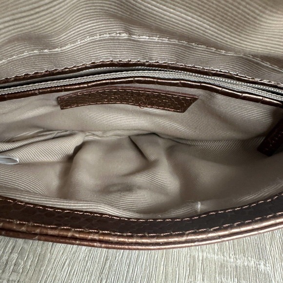 Talbots Copper Leather Shoulder Handbag with Gold Tone Chain Link Strap NYE - Picture 5 of 9